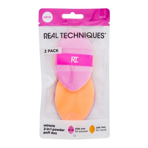 Real Techniques Miracle 2-In-1 Powder Puff Duo 2 ks viacúčelové labutienky na nanášanie púdrových a tekutých produktov pre ženy