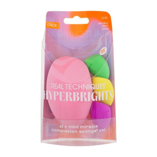 Real Techniques Hyperbrights Miracle Complexion Sponge aplikátor pre ženy hubka na make-up Miracle Complexion Sponge XL 1 ks  hubka na make-up Miracle Complexion Sponge Mini 3 ks