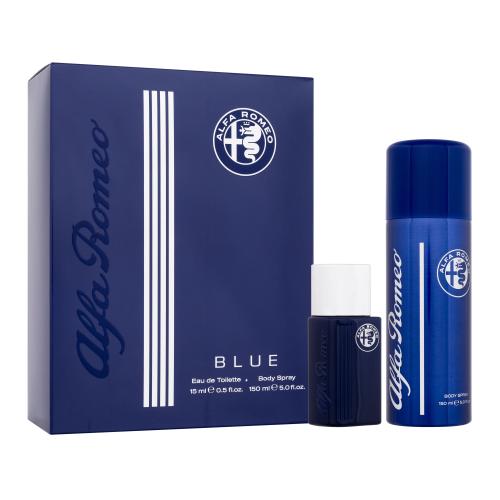 Alfa Romeo Blue darčeková kazeta pre mužov toaletná voda 15 ml  telový sprej 150 ml