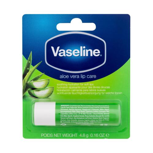 Vaseline Aloe Vera Lip Care 4,8 g upokojujúci hydratačný balzam na pery pre ženy