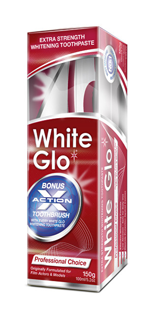 White Glo Profesionálne bieliaca zubná pasta 150 g   kefka na zuby a medzizubné kefky