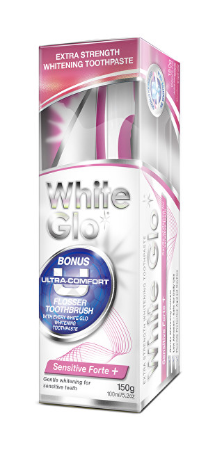 White Glo White Glo zubní pasta Sensitive Forte 150g   kartáček na zuby a mezizubní kartáčky