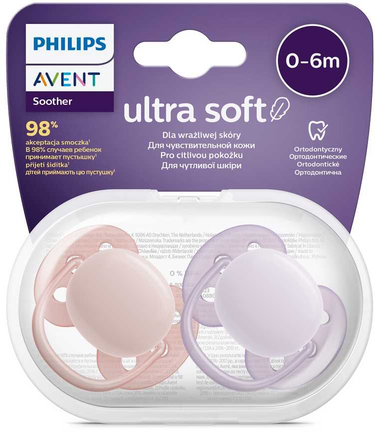 Philips AVENT Cumlík Ultrasoft Premium neutral 0-6m dievča 2 ks