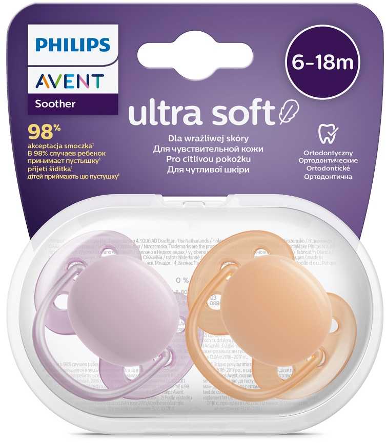 Philips AVENT Cumlík Ultrasoft Premium neutral 6-18m dievča 2 ks