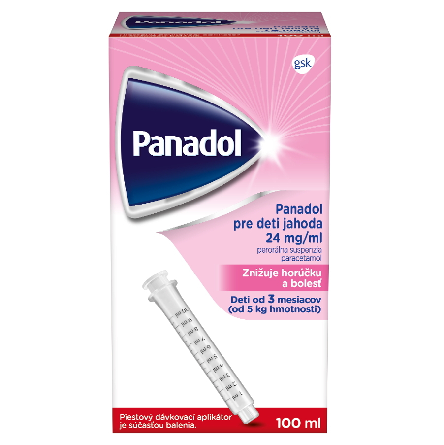 PANADOL Pre deti jahoda 24 mgml perorálna suspenzia 100 ml